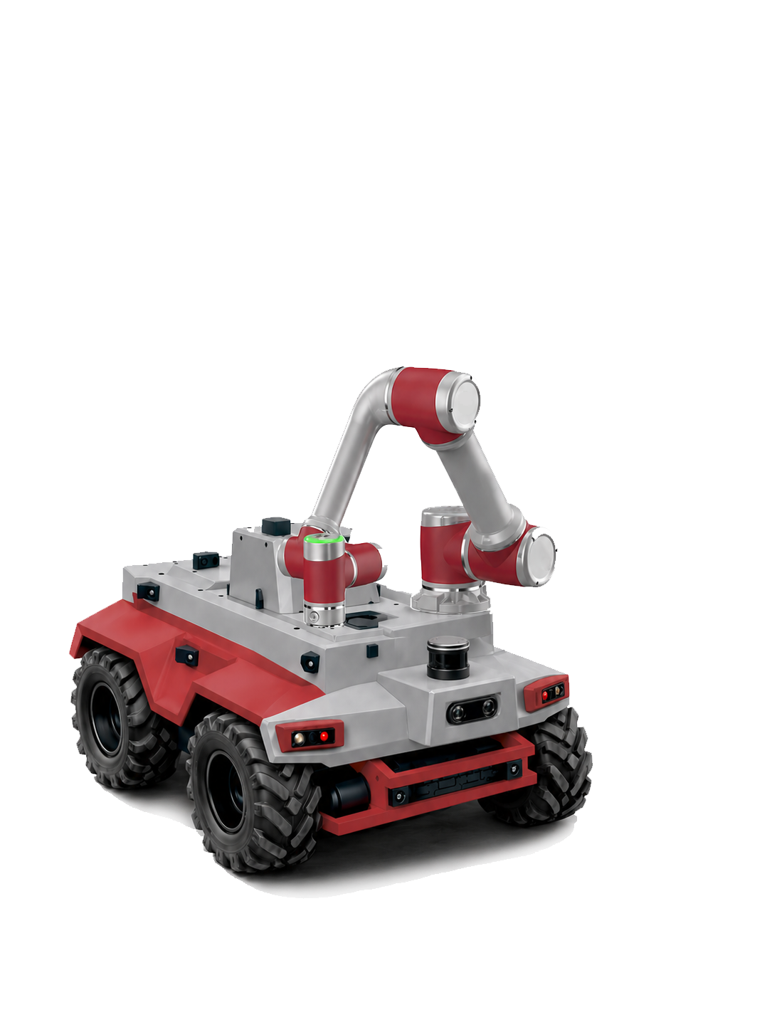 ARMBOT autonomous bolt tightening and torquing UGV — 6-axis collaborative robotic arm on an all-terrain tracked platform