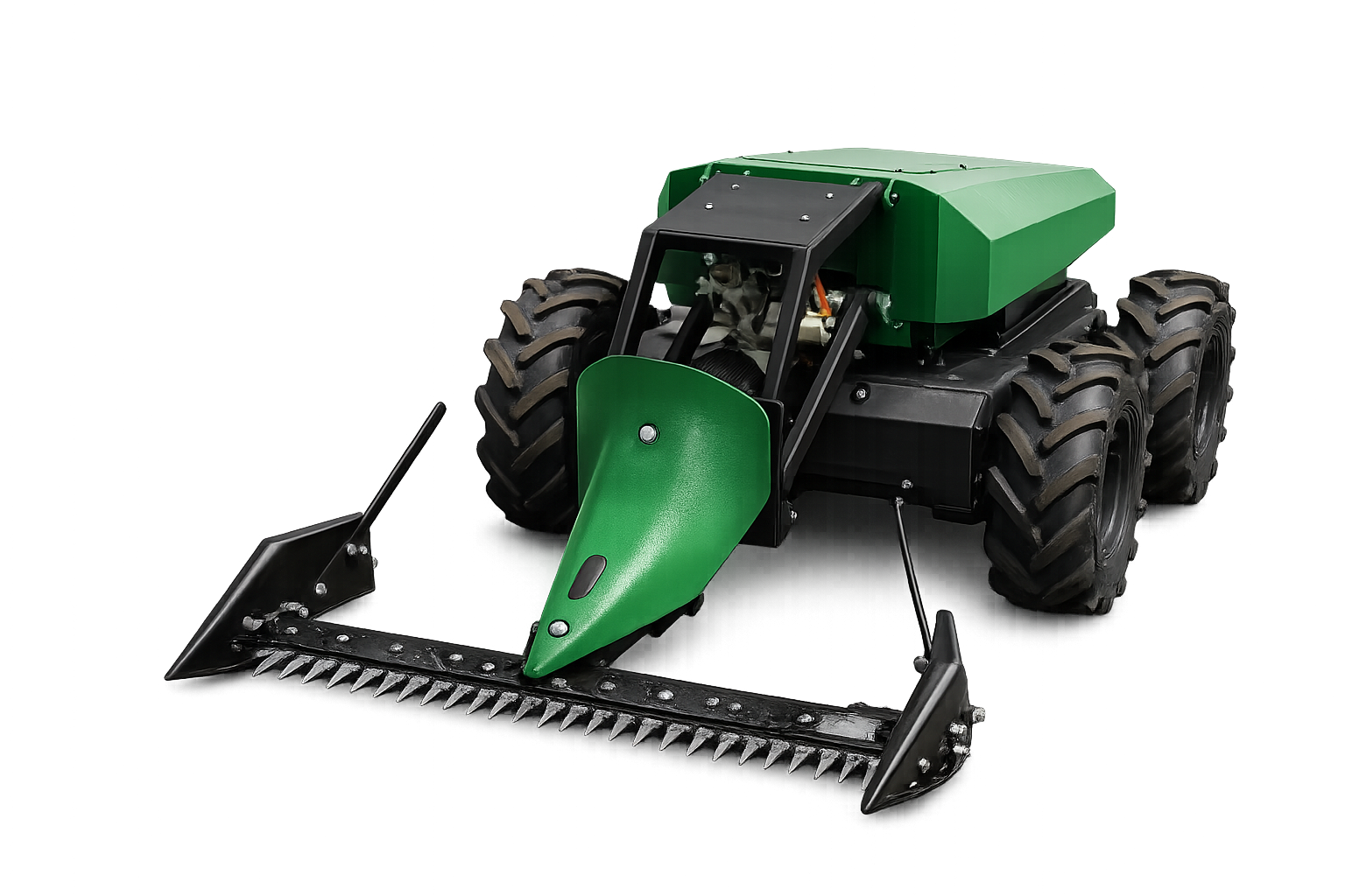 MOWBOT autonomous vegetation management UGV — front view with reciprocating cutting bar