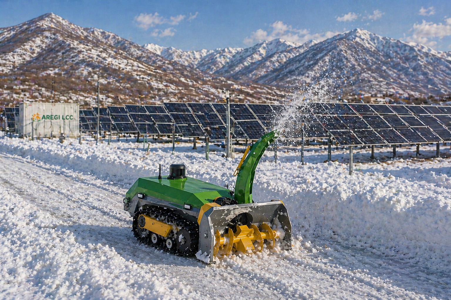 SNOWBOT clearing snow at a solar power plant
